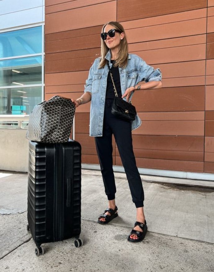 oversized denim μπουφάν μαύρο σύνολο
