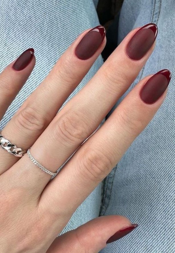 brown matte french nails