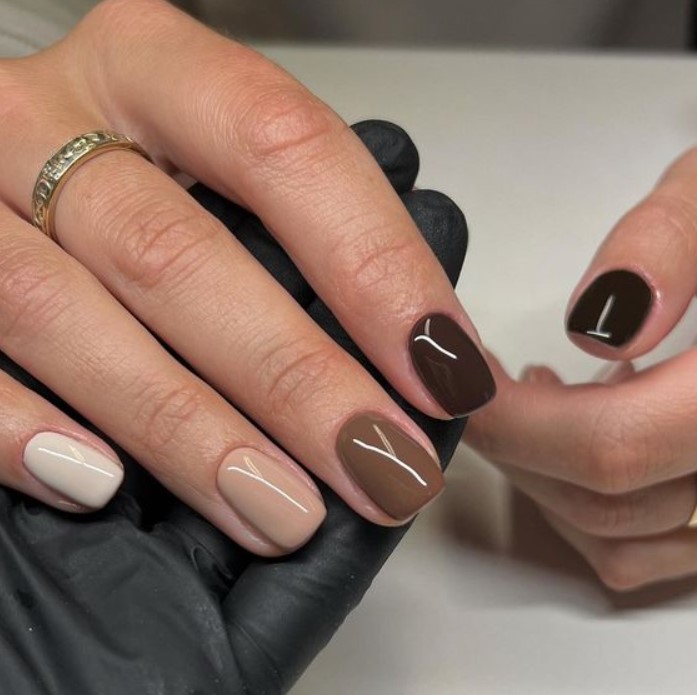 brown nails different colors