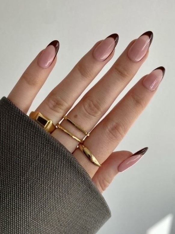 brown nails french