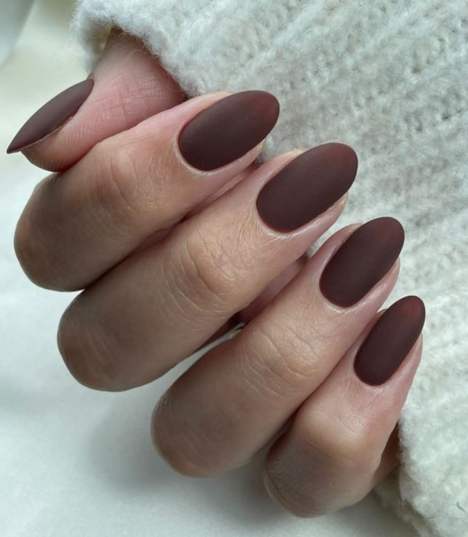 brown nails matte finish