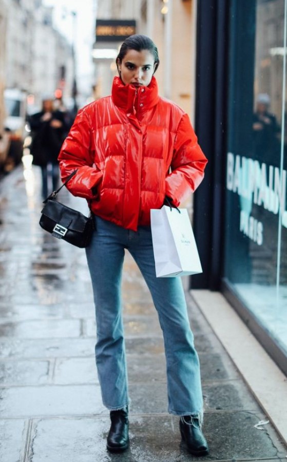 puffer jacket red