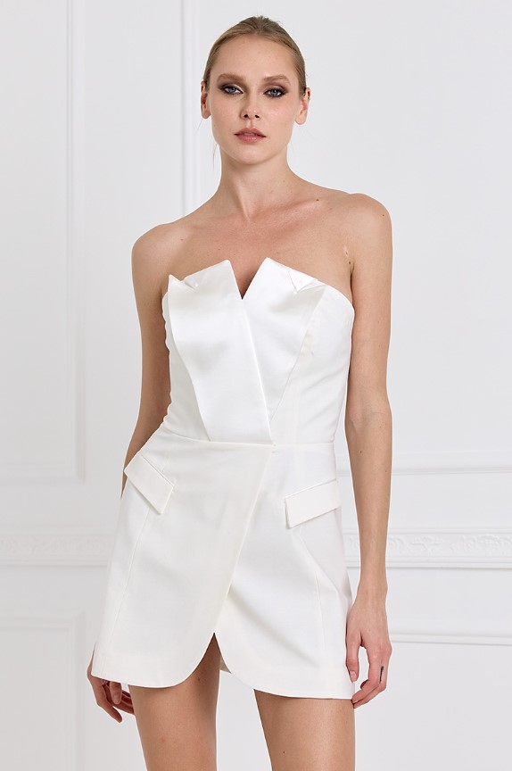 μίνι λευκό φόρεμα φορέματα Zini ρεβεγιόν Πρωτοχρονιάς