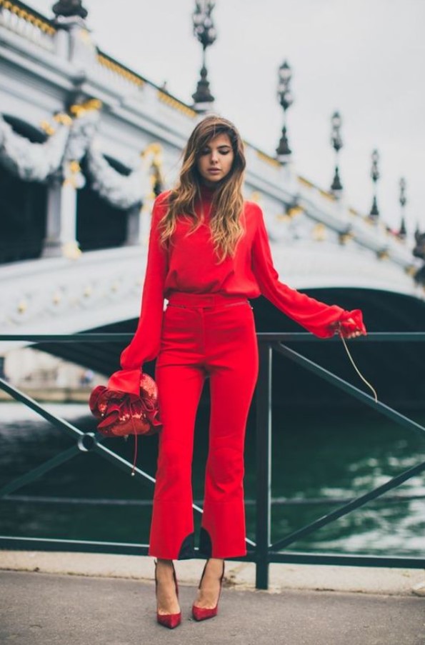 total red outfit